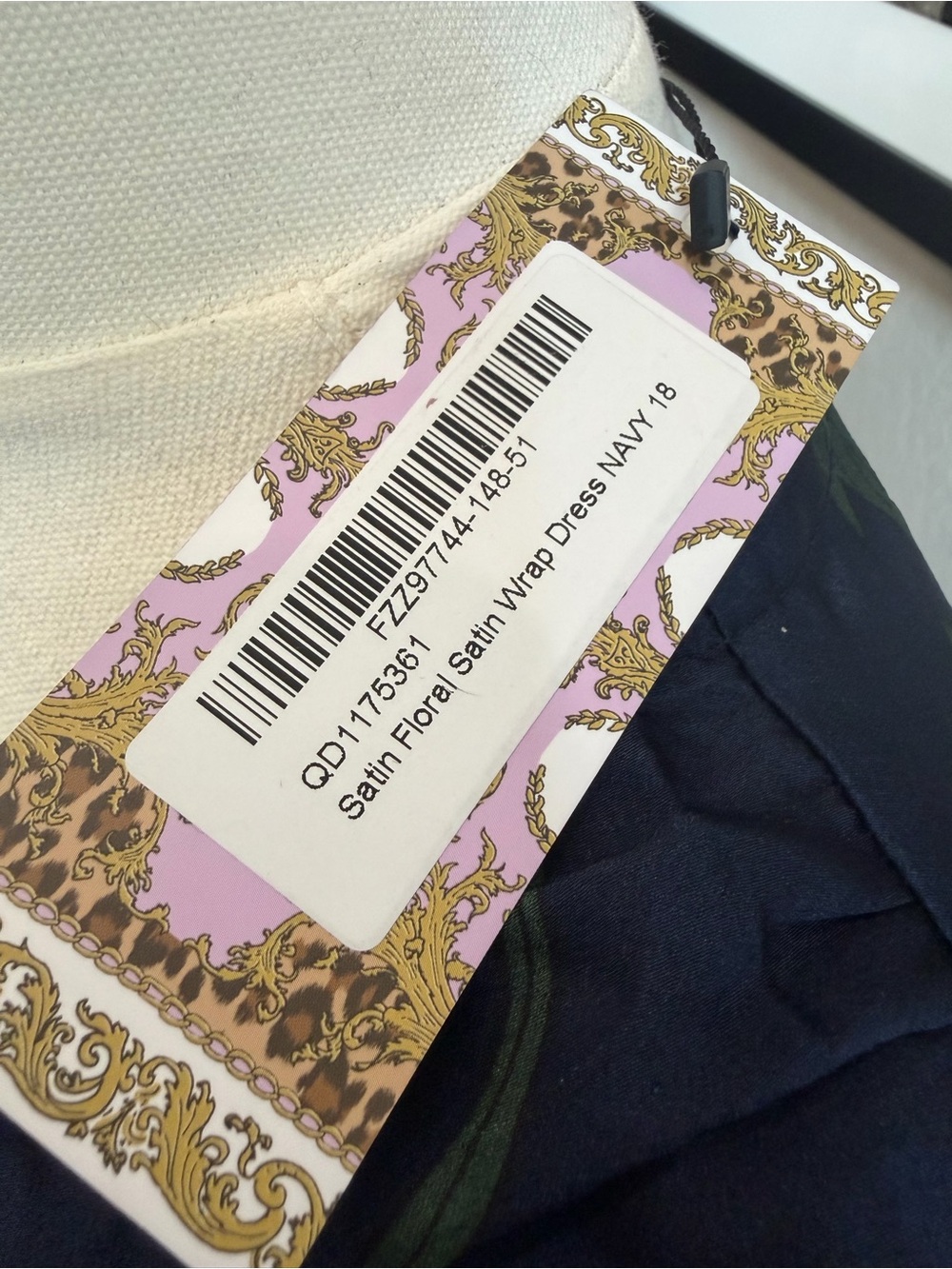 Boohoo Navy Floral Wrap Dress with Red & Beige Blooms - Picture 10 of 14
